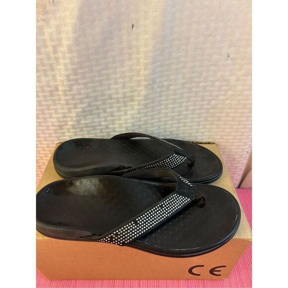 Vionic flip flop sandals size 9 bling straps missing a few - Picture 1 of 6